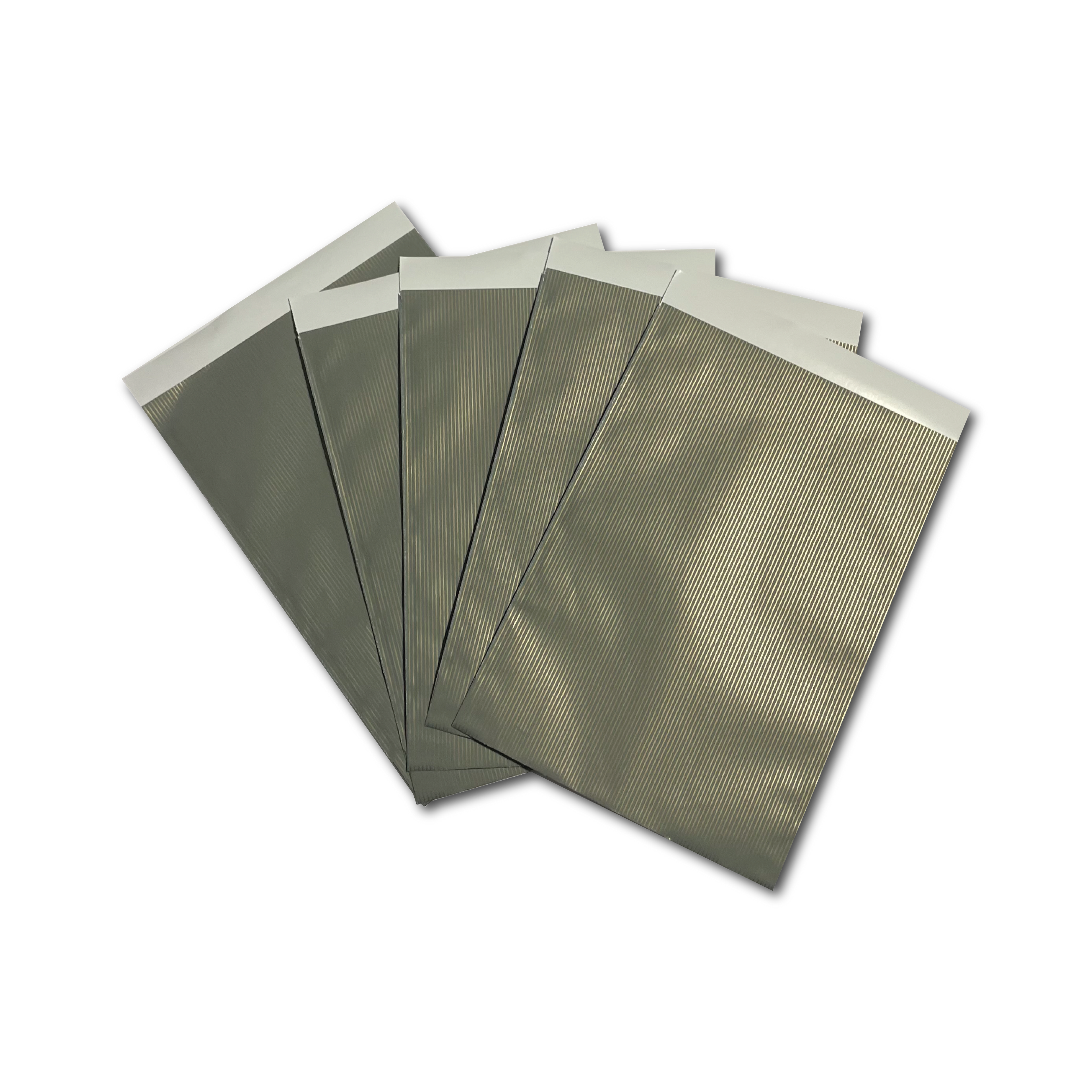 5 Cadeauzakjes Horizontal lines grey + gold - 17 x 25 cm