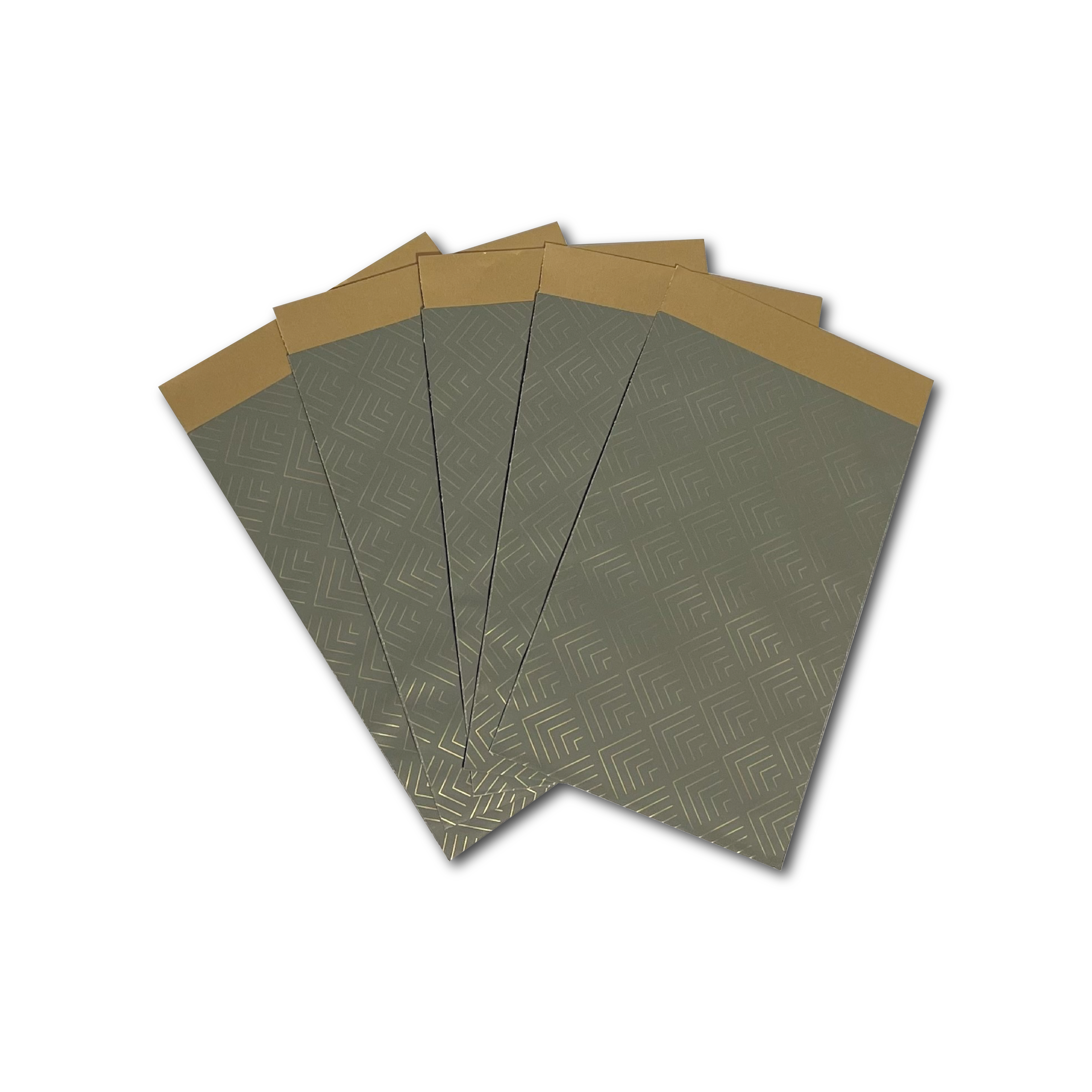 5 Cadeauzakjes Geomatric grey + gold - 12 x 19 cm