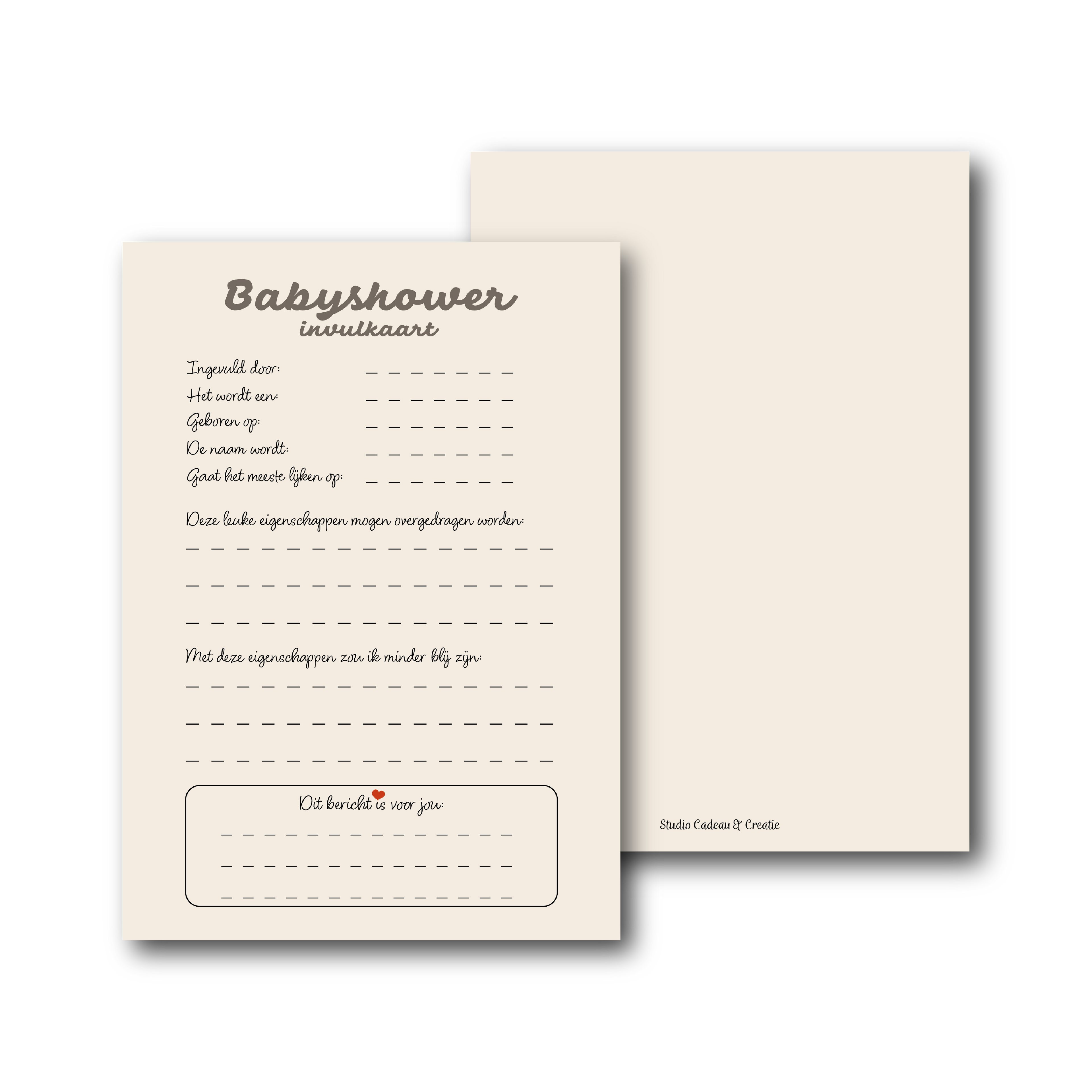 Babyshower invulkaarten (A5) - beige