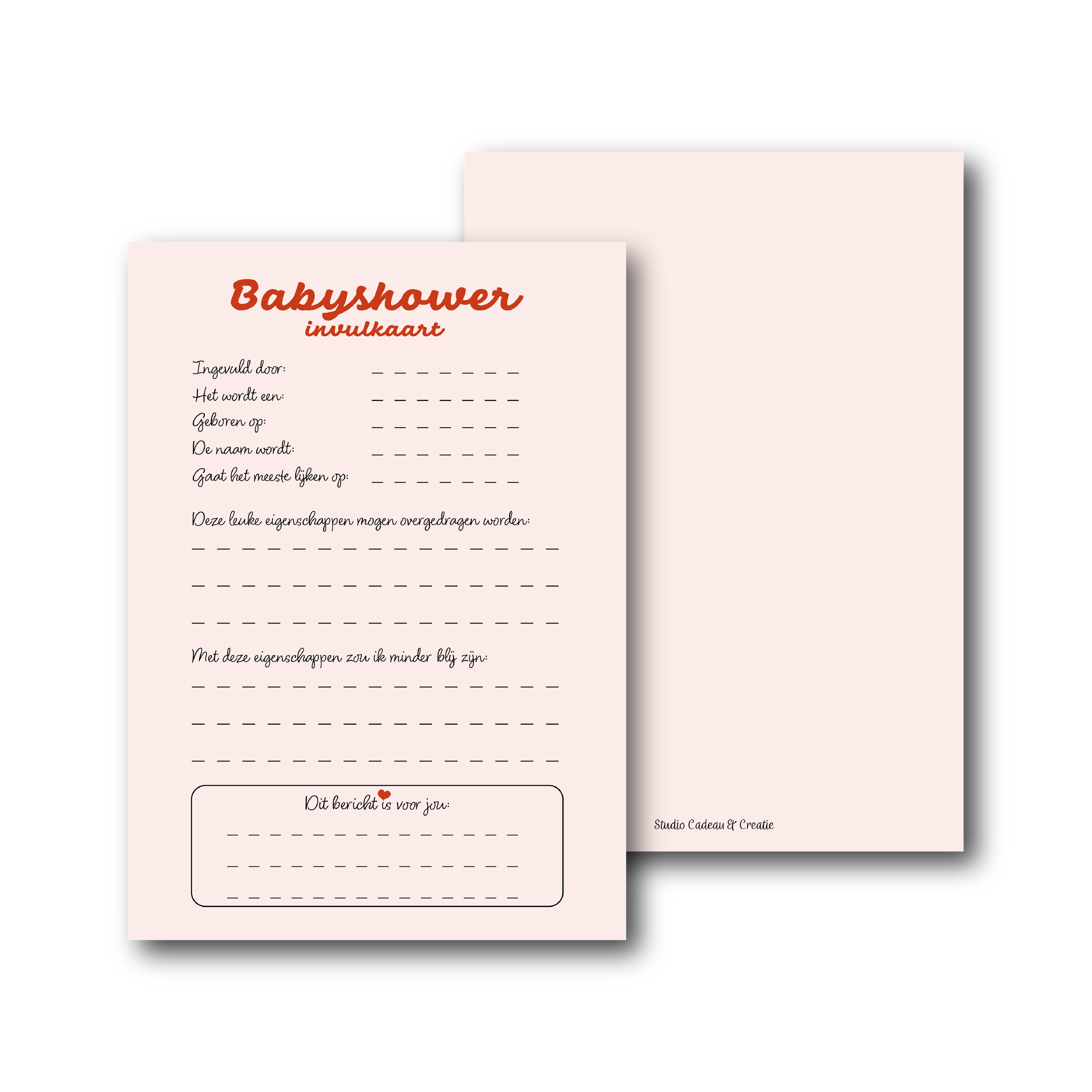 Babyshower invulkaarten (A5) - zachtroze