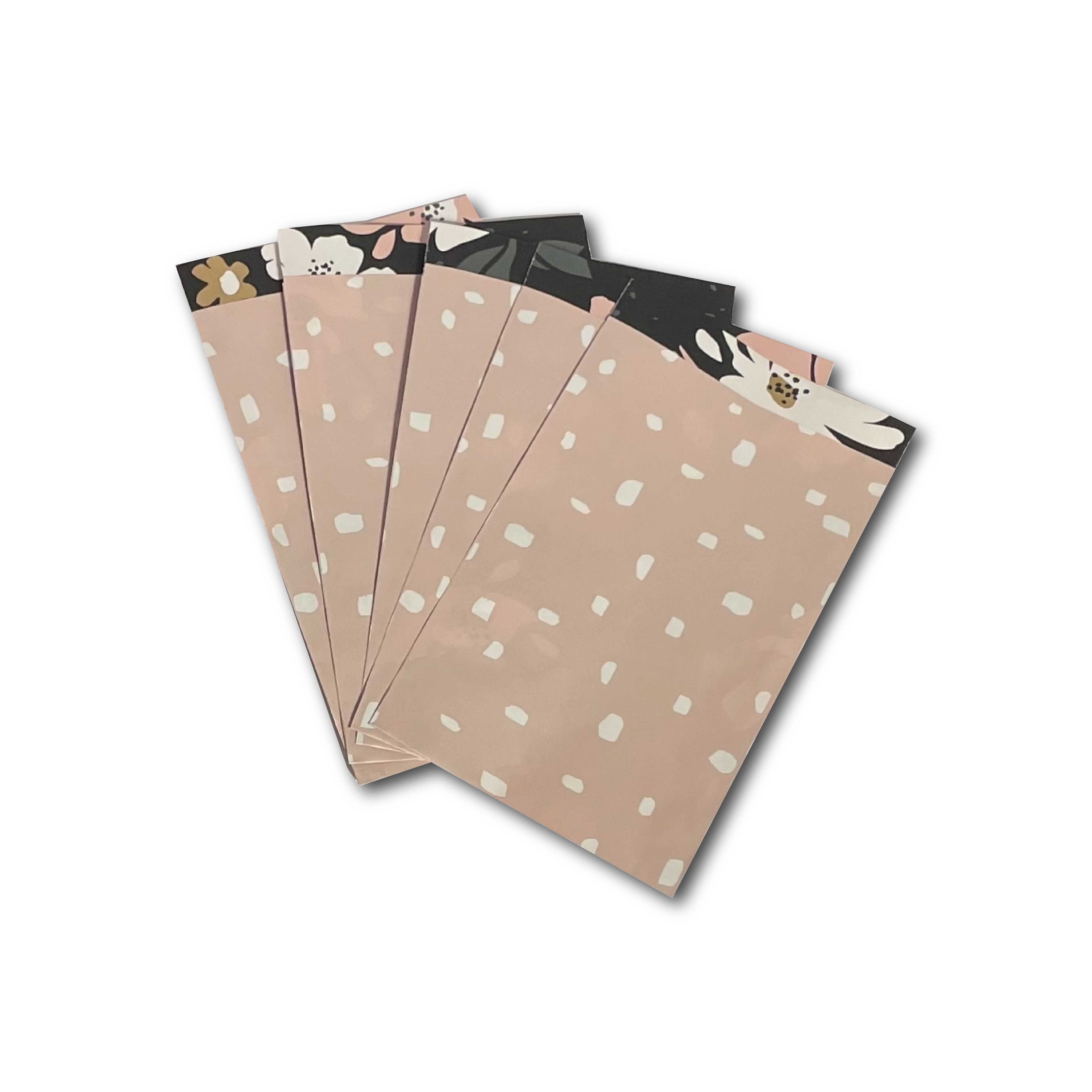 5 Cadeauzakjes Minimal Dots roze + wit - 12 x 19 cm