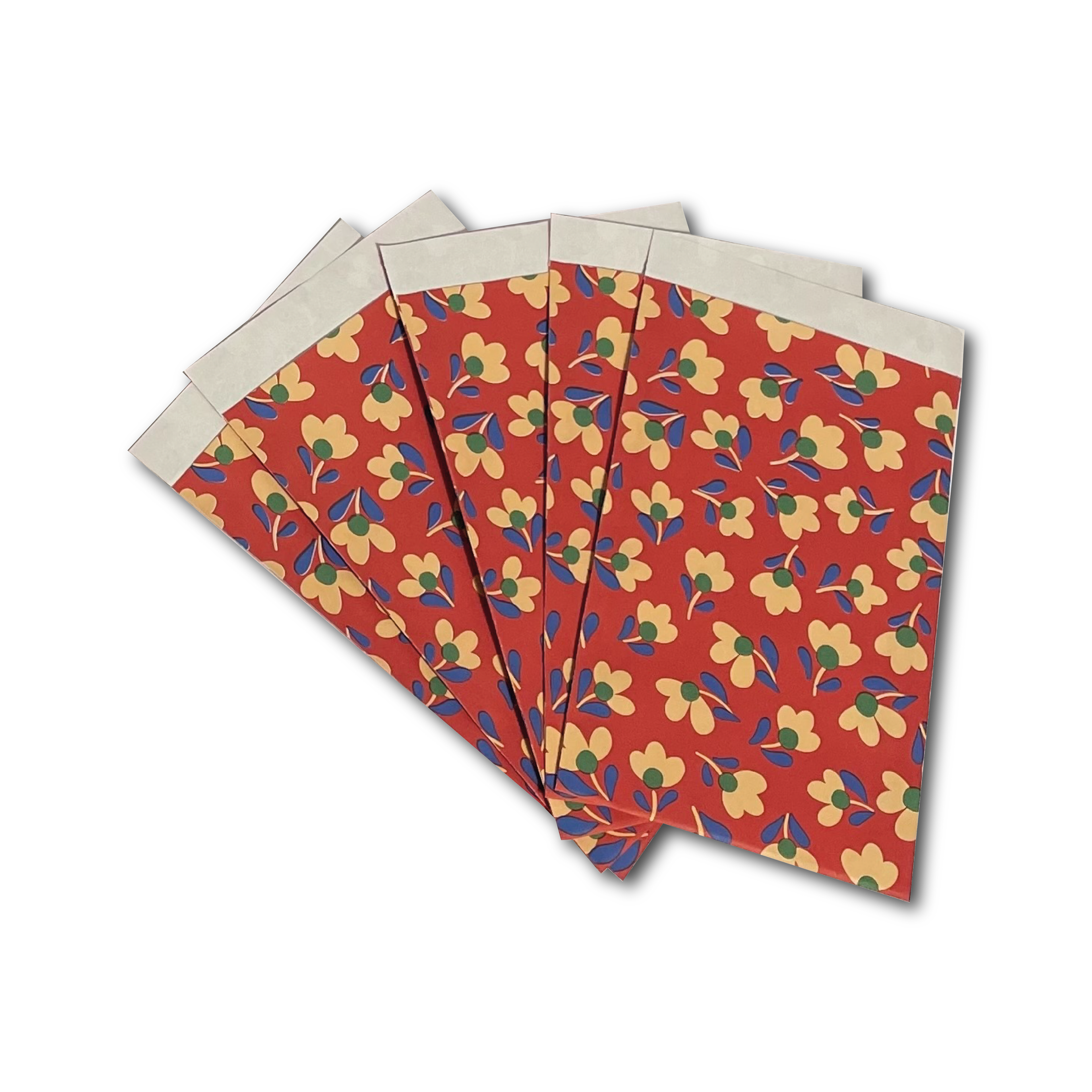 5 Cadeauzakjes flower barn red - 12 x 19 cm