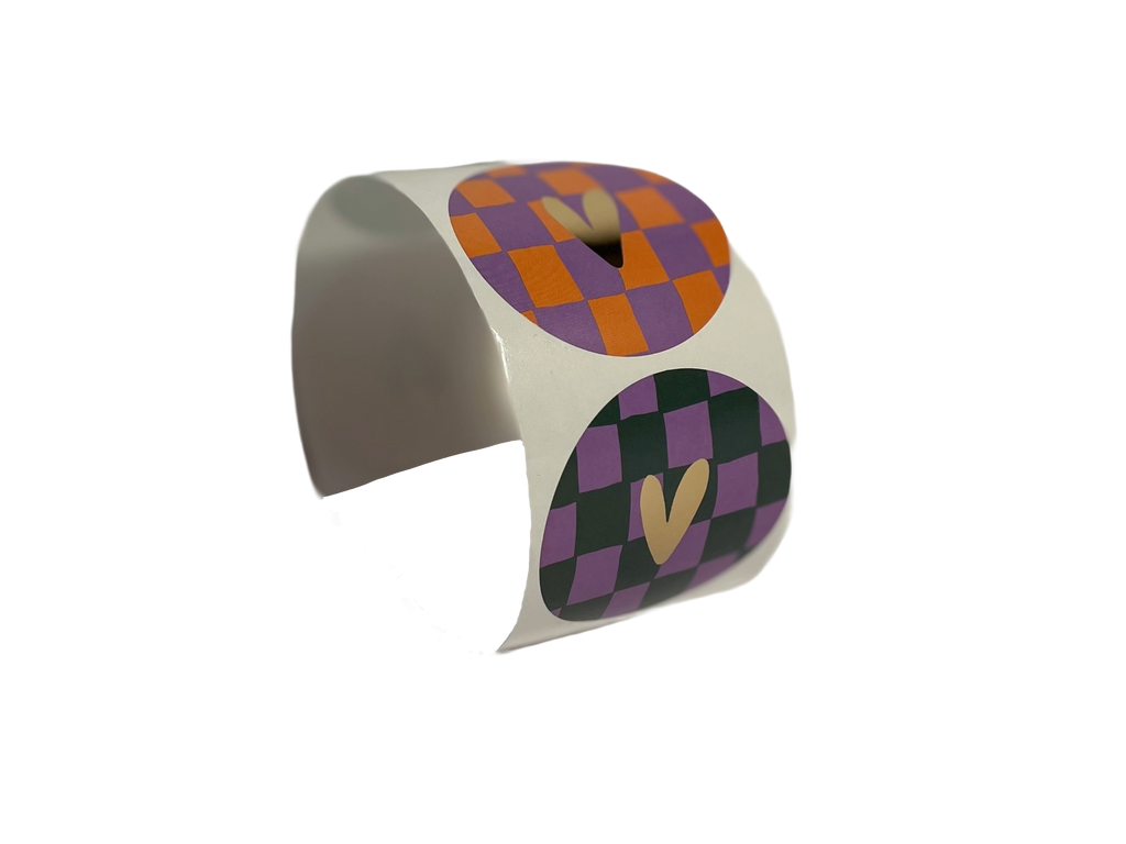 8 Cadeaustickers Hart + Handdraw grid - met goudfolie
