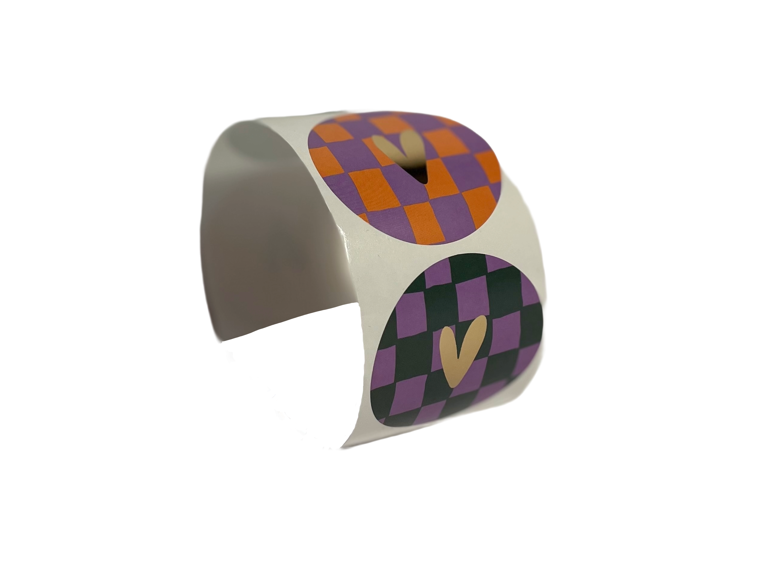 8 Cadeaustickers Hart + Handdraw grid - met goudfolie