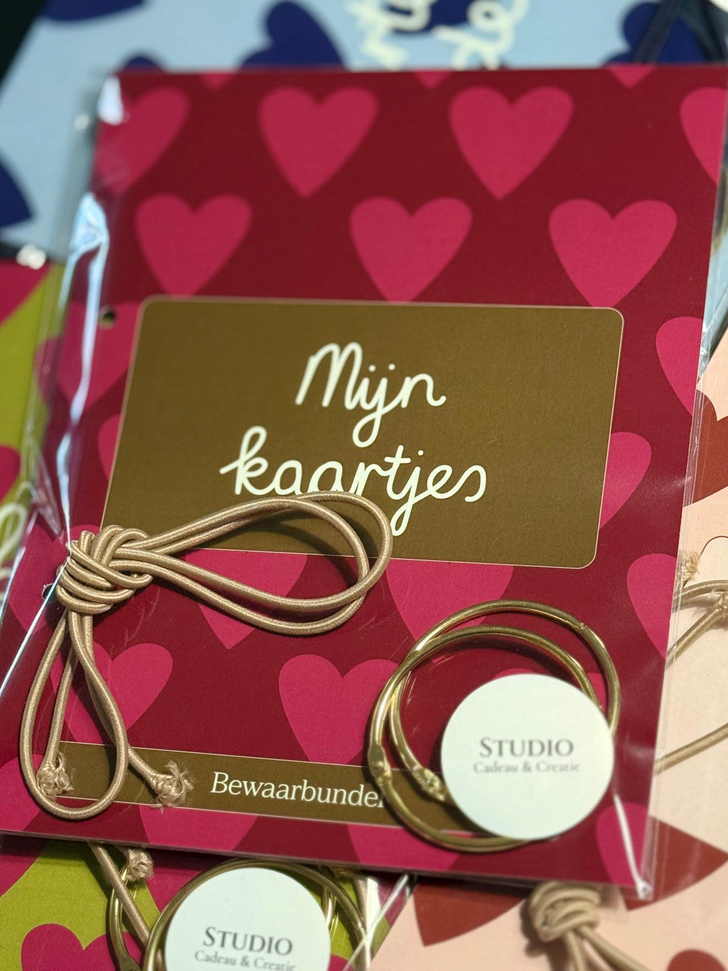 Bewaarbundel 'Mijn kaartjes' - Roze met donkergroen