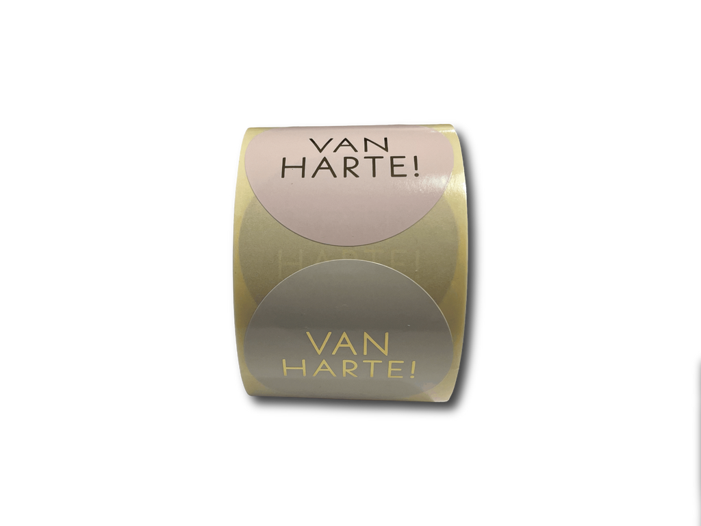 6 Cadeaustickers Van Harte - met goudfolie