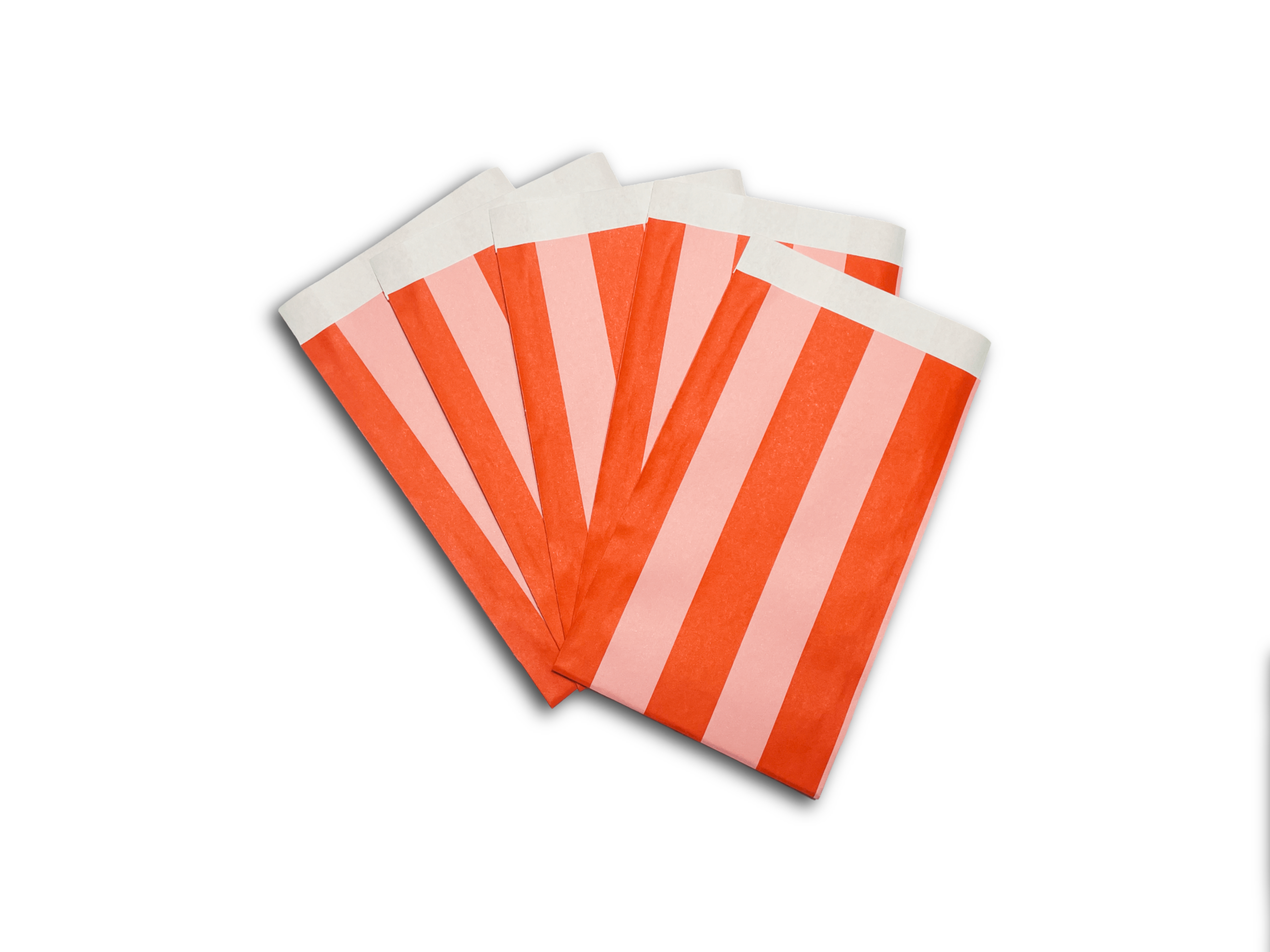 5 Cadeauzakjes Stripes poppy red + litchi - 12 x 19 cm