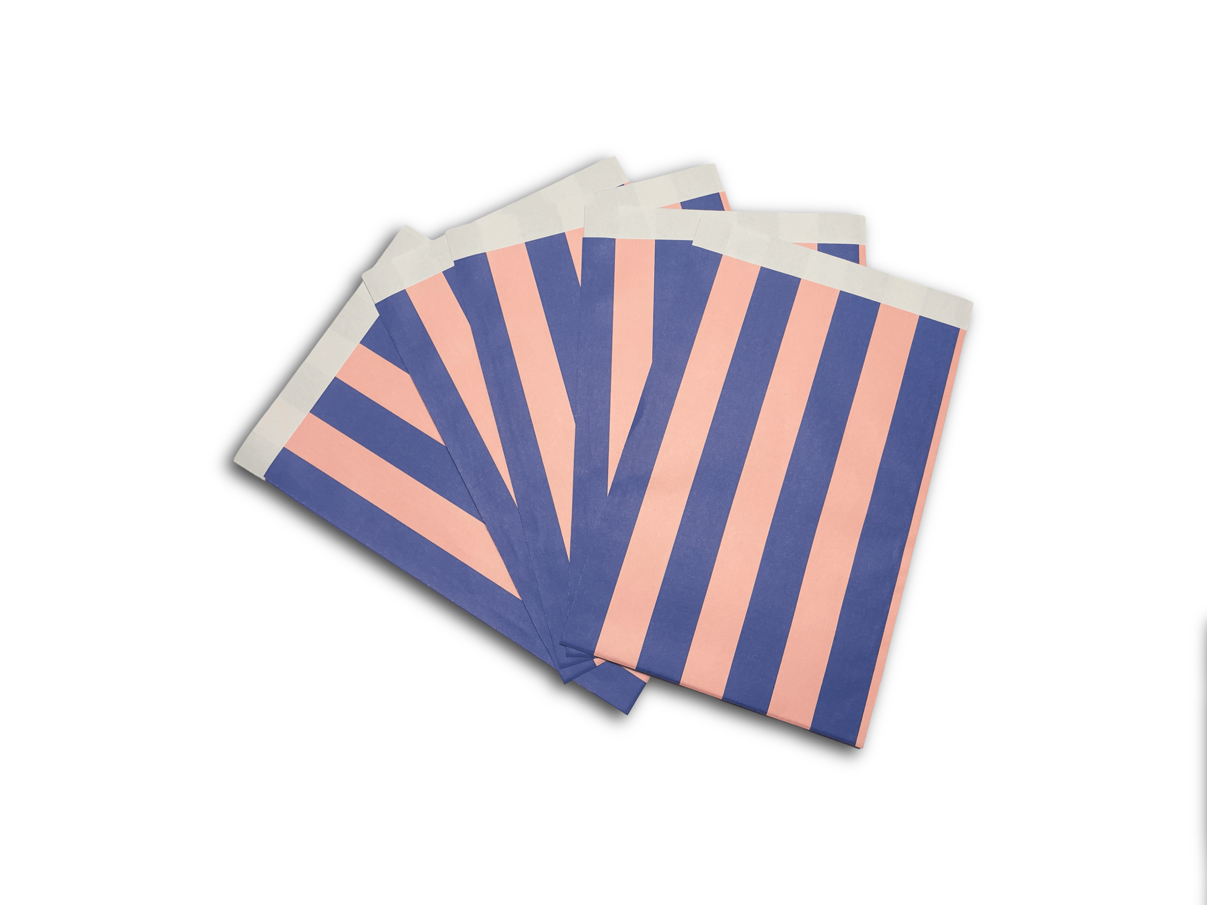 5 Cadeauzakjes Stripes cobalt + litchi - 17 x 25 cm