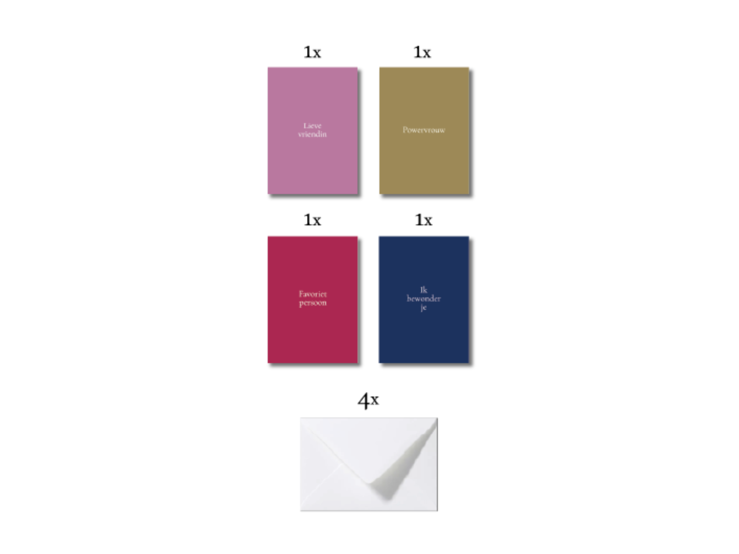 Voordeelkaartenset (4 stuks) - Minimalistisch kleurrijk