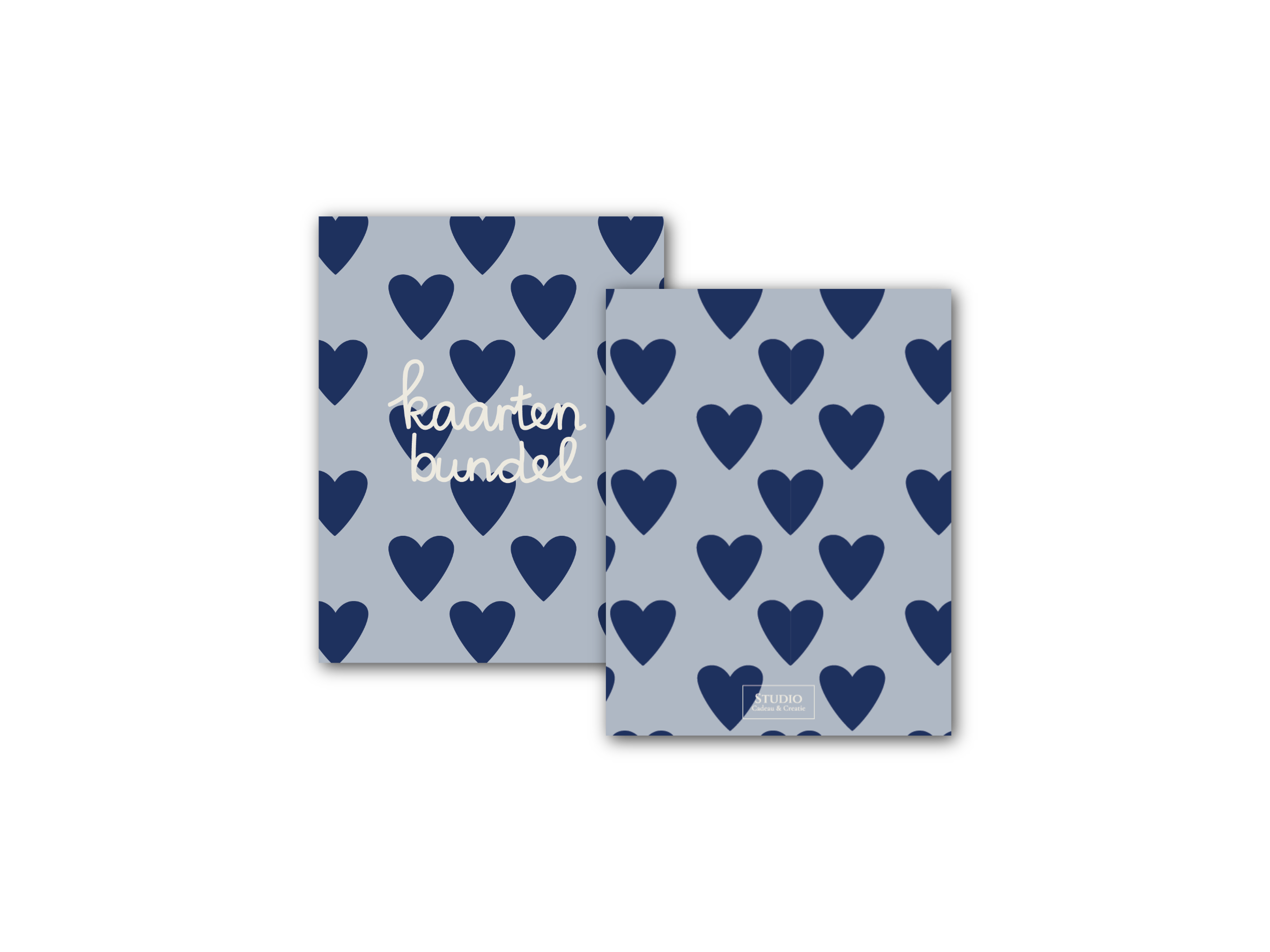 Bewaarbundel 'Kaartenbundel' - Blauw met hartjes