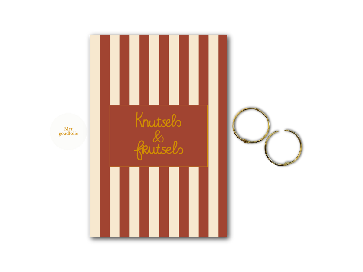 Pre-order | A4-Bewaarbundel 'Knutsels & Frutsels' - Roestbruine streepjes