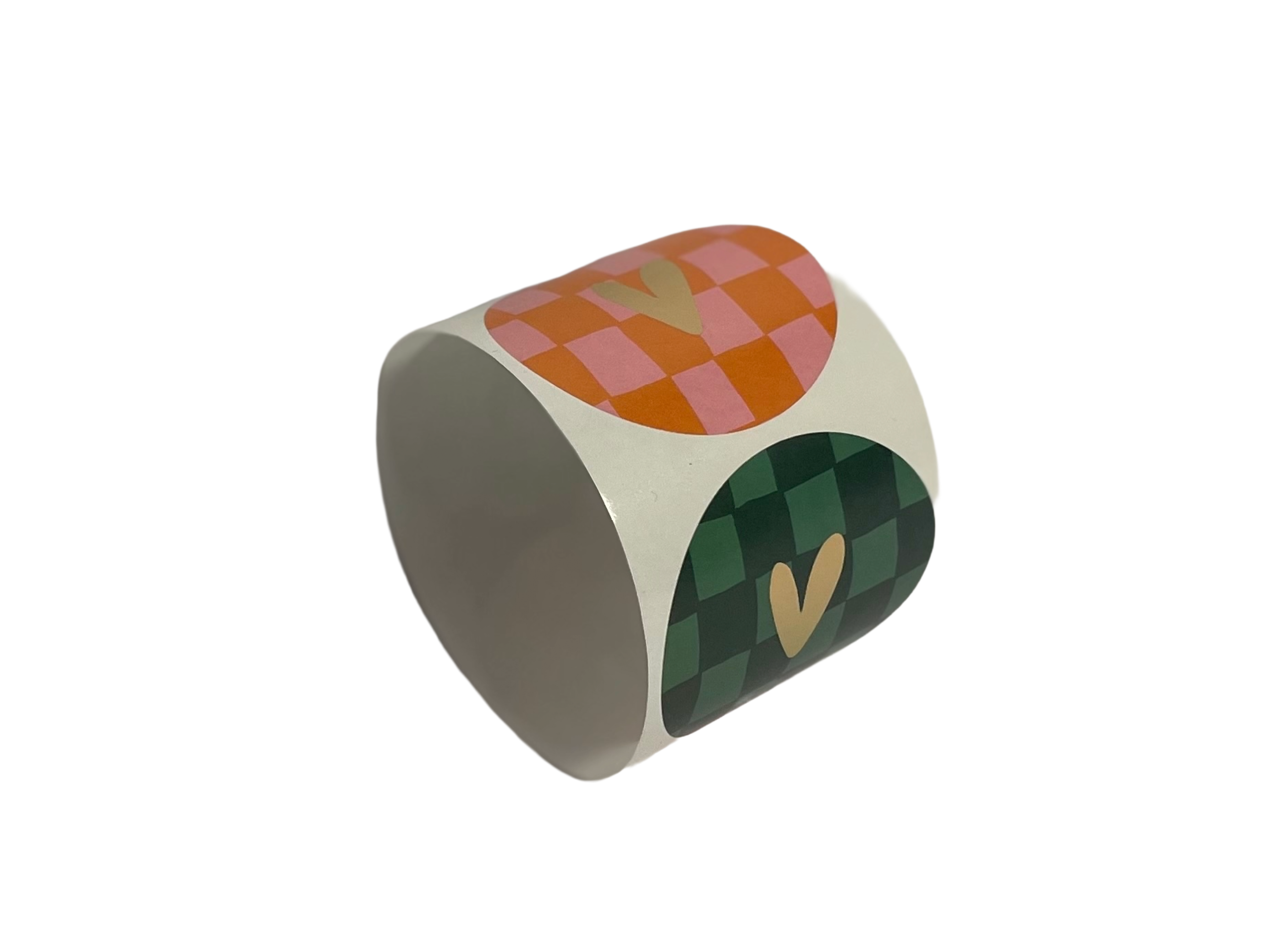 8 Cadeaustickers Hart + Handdraw grid - met goudfolie