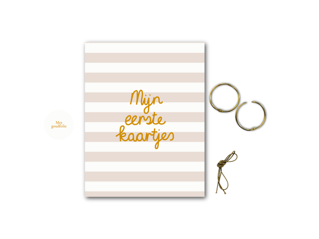 Bewaarbundel 'Mijn eerste kaartjes' - Zandroze/beige streepjes