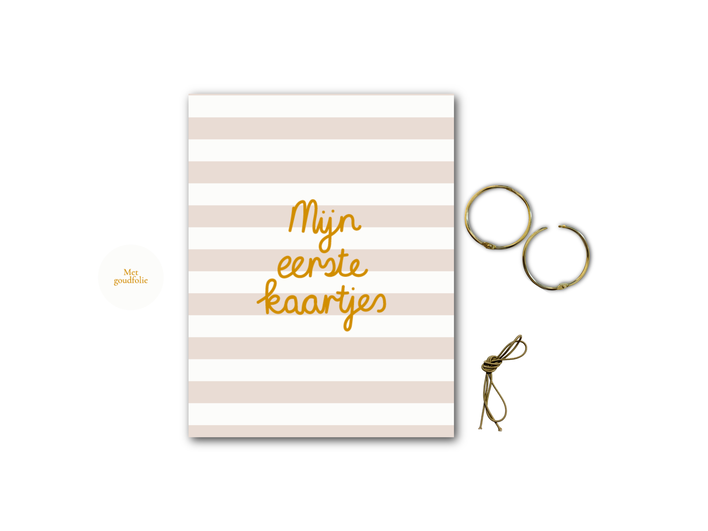 Bewaarbundel 'Mijn eerste kaartjes' - Zandroze/beige streepjes