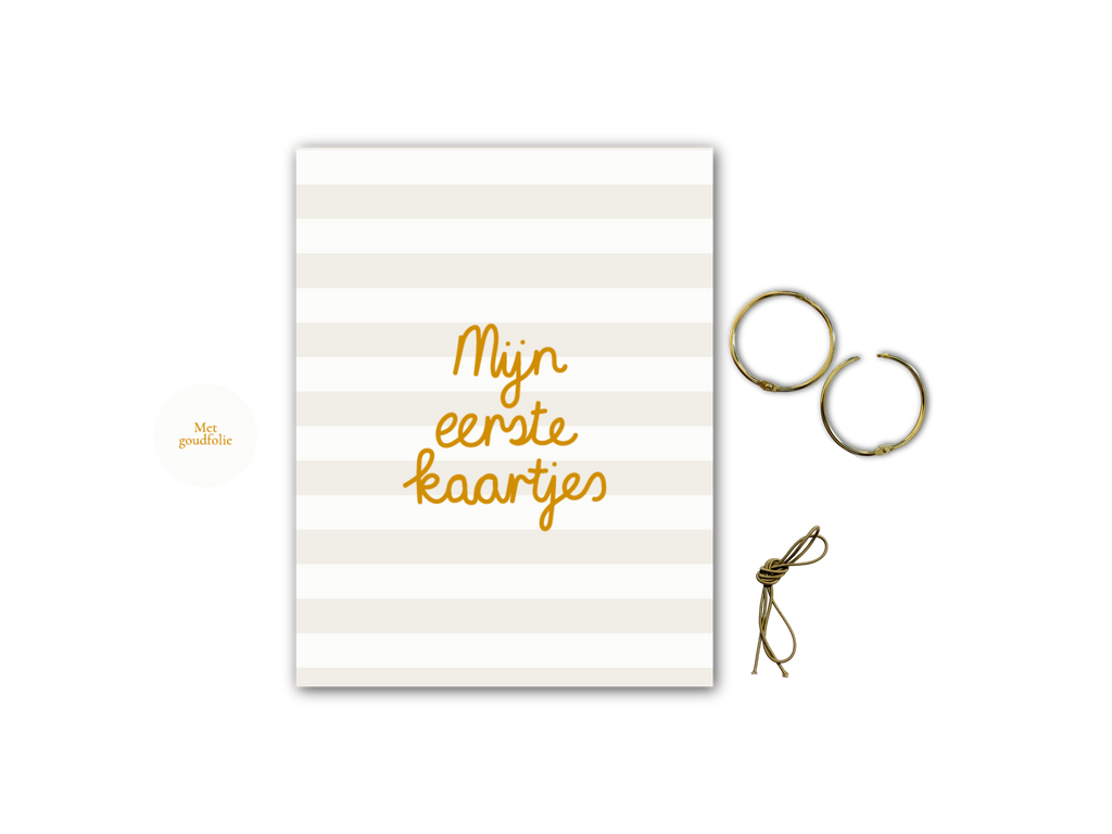 Bewaarbundel 'Mijn eerste kaartjes' - Subtiel grijs-beige streepjes
