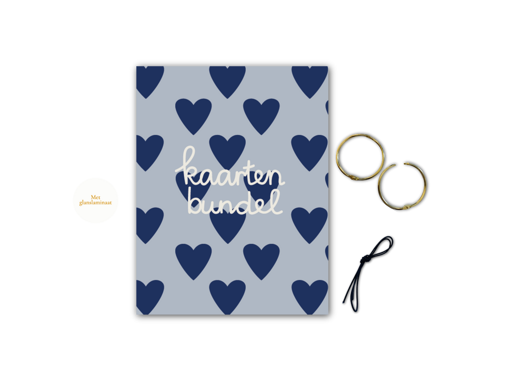 Bewaarbundel 'Kaartenbundel' - Blauw met hartjes