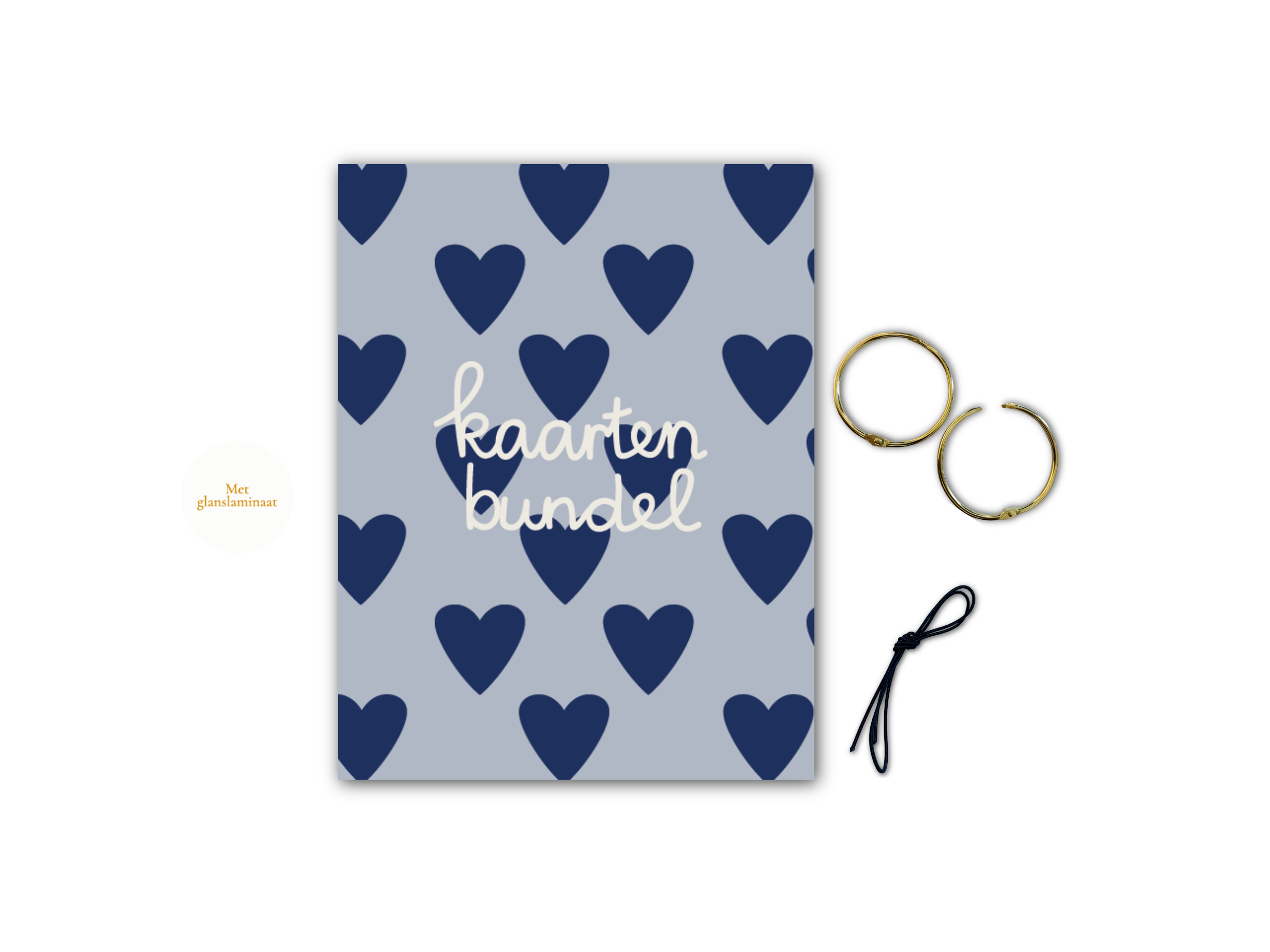 Bewaarbundel 'Kaartenbundel' - Blauw met hartjes