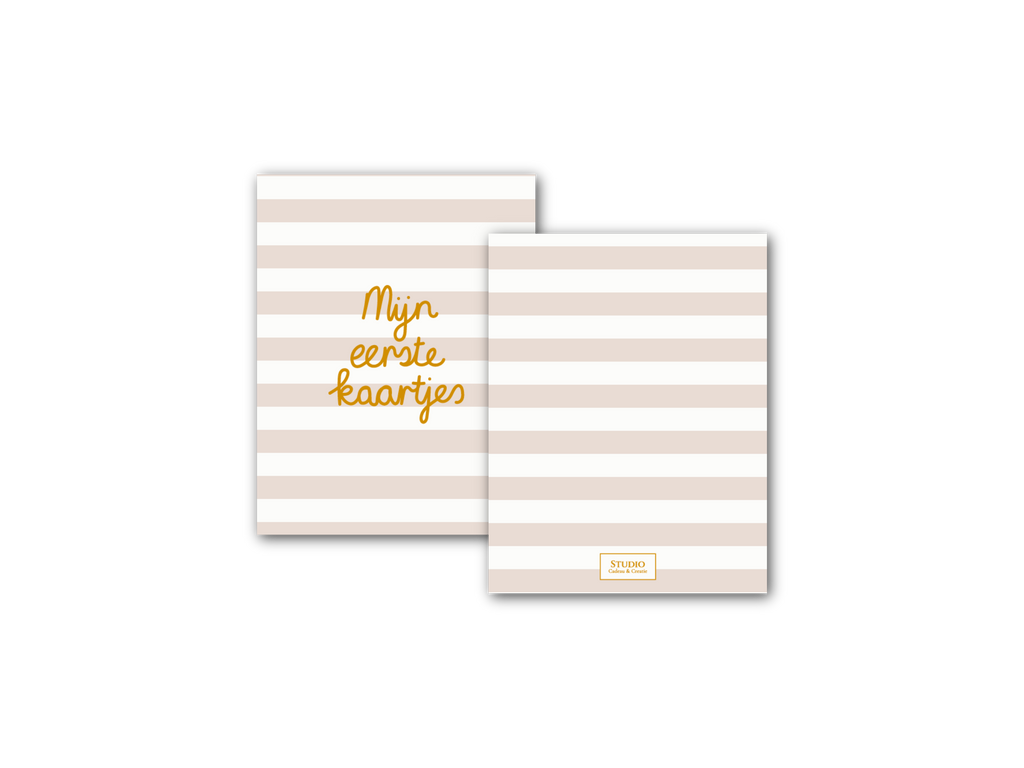Bewaarbundel 'Mijn eerste kaartjes' - Zandroze/beige streepjes
