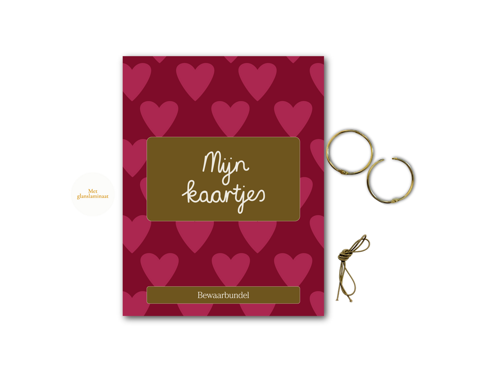 Bewaarbundel 'Mijn kaartjes' - Roze met donkergroen