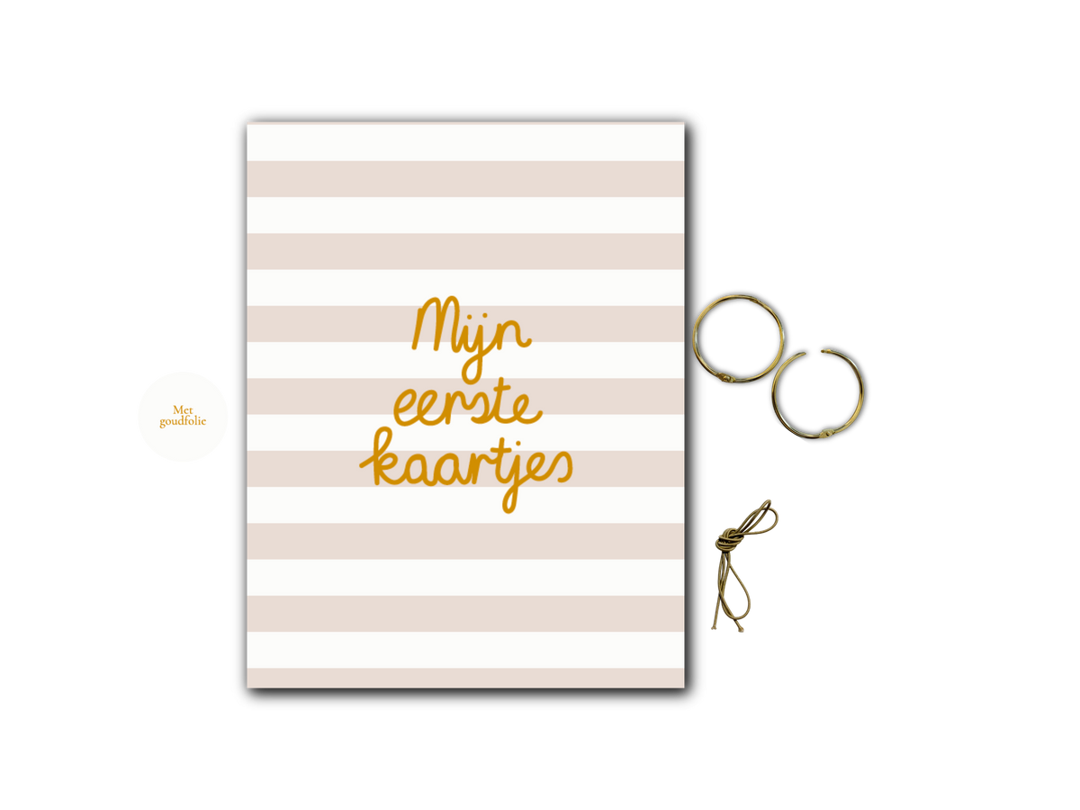 Bewaarbundel 'Mijn eerste kaartjes' - Poederbeige streepjes