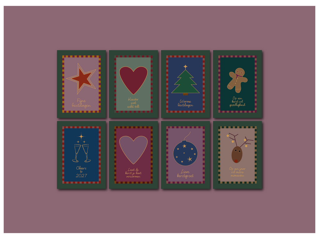 PRE-ORDERPRIJS | Goudfolie kerstkaartenset 16 stuks met luxe bewaardoos & enveloppen - verzending vanaf 1 november