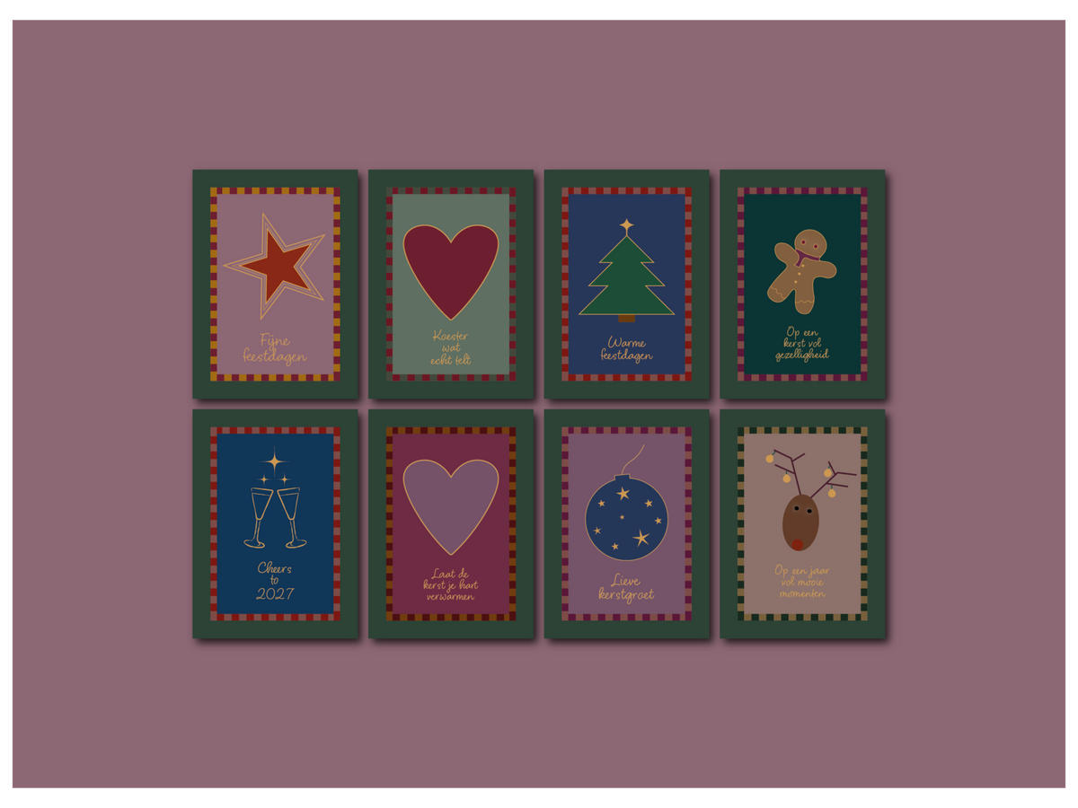 PRE-ORDERPRIJS | Goudfolie kerstkaartenset 16 stuks met luxe bewaardoos & enveloppen - verzending vanaf 1 november
