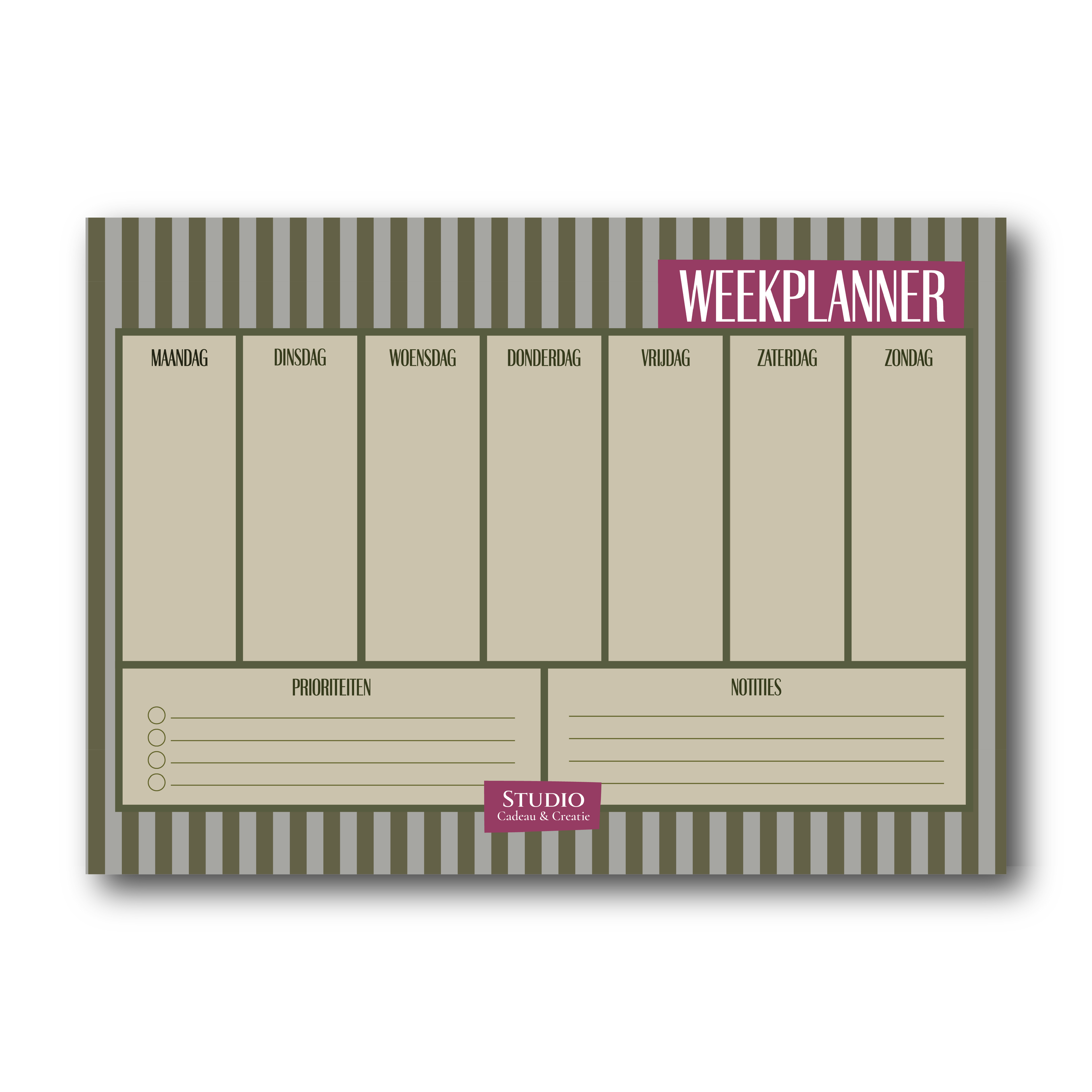 Notitieblok (A4) Weekplanner - groene streepjes